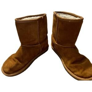 Koolaburra By UGG‎ Boots Youth 4 Short Shearling Winter 1019374 Brown Leather